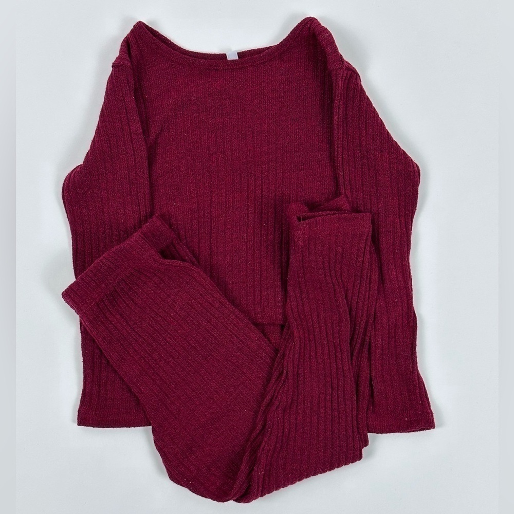 Toddler Girls Solid Ribbed Knit Tee & Pants